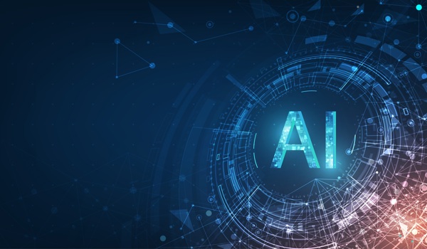 Stock image. Abstract futuristic digital and technology on dark blue color background